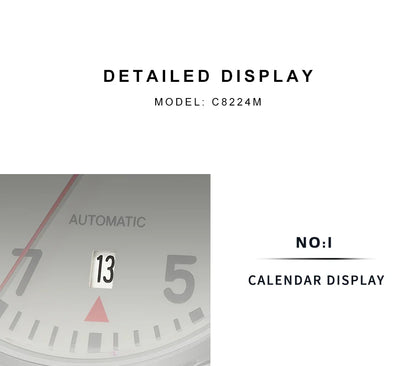 Cadisen C8224 Minimalist C3 Luminous Miyota 8215 AR Sapphire 5ATM Mesh strap 40MM