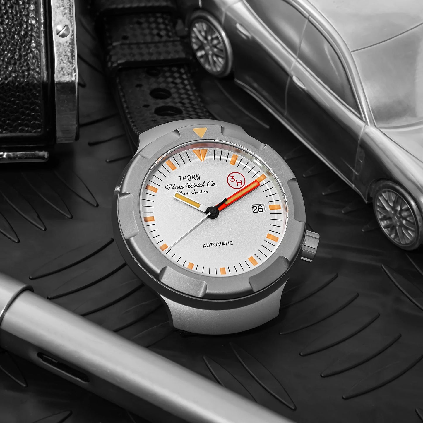 Thorn 42mm Men's Retro Titanium Diver Watch PT5000 Automatic Movement Rubber Strap C3 Luminous 20Bar Water Resistance