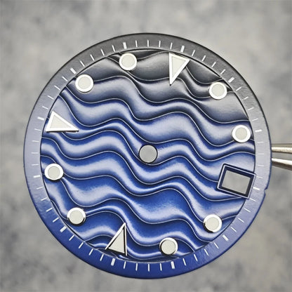 28.5mm Watch Dial Water Ripple Gradient Color Watch Faces Green Luminous Surface Man’s Watch Accessories for NH35 Movement