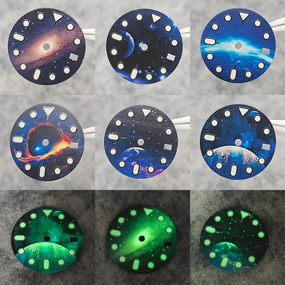 NH35 Watch dial starry sky lunar star Watch faces with Green Luminous Conversion Watch Accessories for NH35 / NH34 Movement