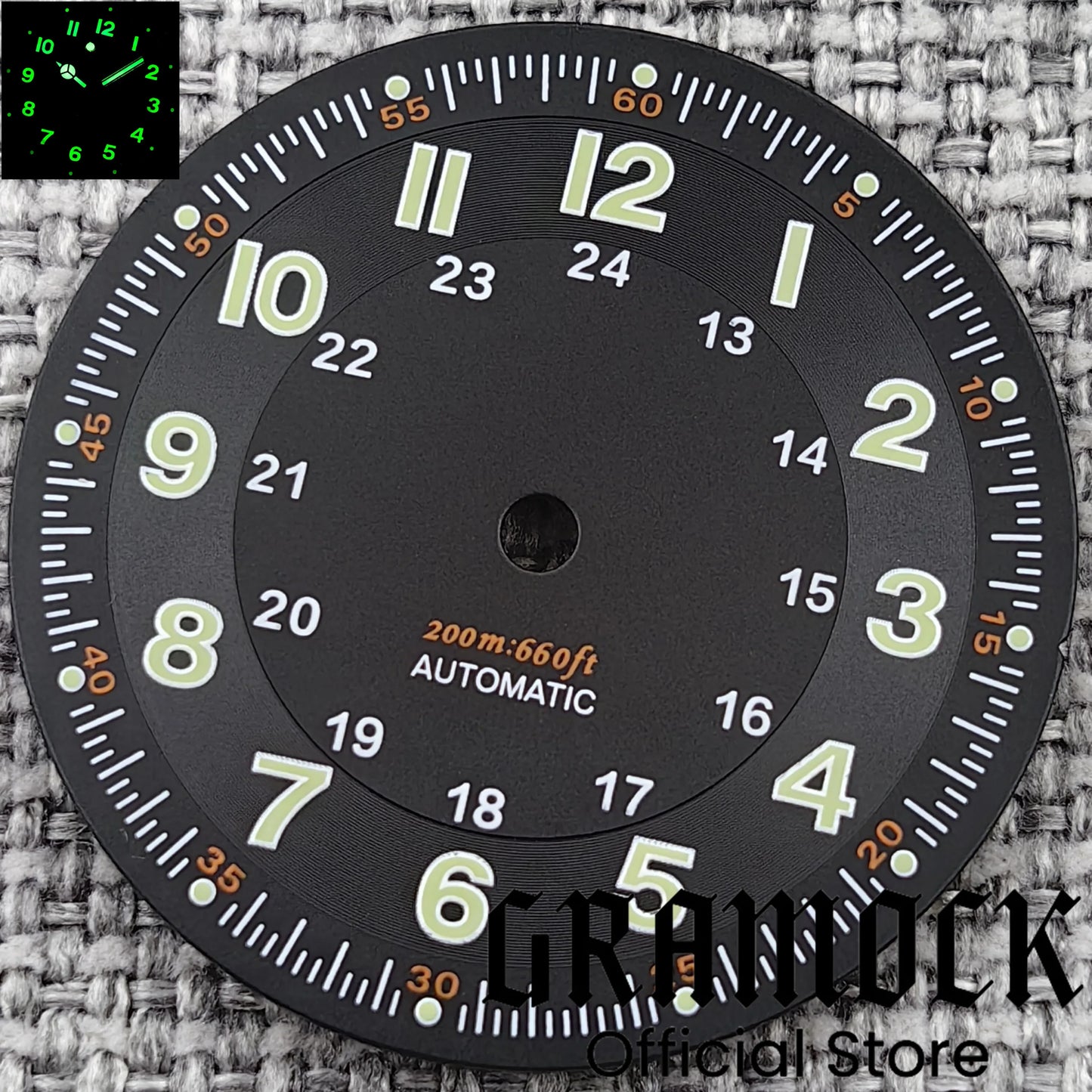 Gramock Classics Sterile 29mm Pilot Black Watch Dial Part for NH35/36 ETA PT5000 Miyota Mingzhu DG ST2130 Movement Part Hand Set