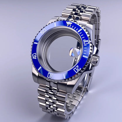 40mm SUB Case NH35 Sliver with Sapphire Crystal 120 Click Compatible with NH34/NH35/NH36 Movements Water-Resistant 28.5mm Dial