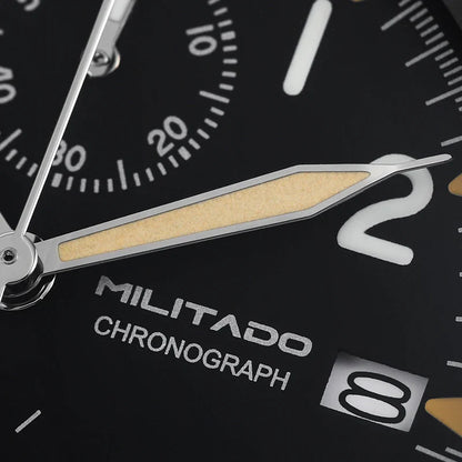 Militado ML1868KF Chronograph Watch  VK67 Quartz 10Bar 39MM Multifunction Military Watch BGW 9 Lume