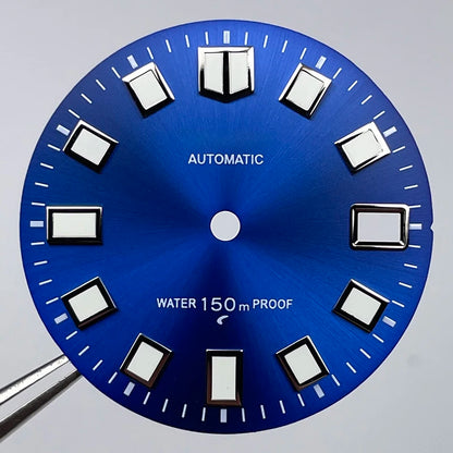 28.5mm NH35S Logo Dial Sunray 62MAS Prospex Seik Mod Watch Case Modified Parts Green Luminous Suitable For NH35 NH36 Watch Dial