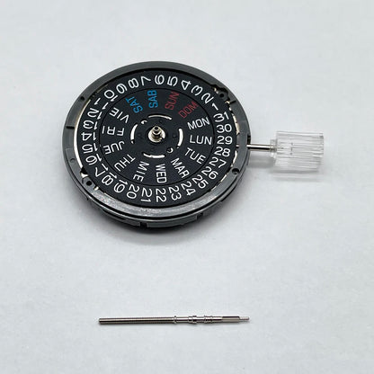 Japan Genuine NH36 Movement English-Spanish Datewheel Crown at 3.0/3.8 O'clock Mod NH36A Day-Date at 3:00 Black/White Disc 4R36A