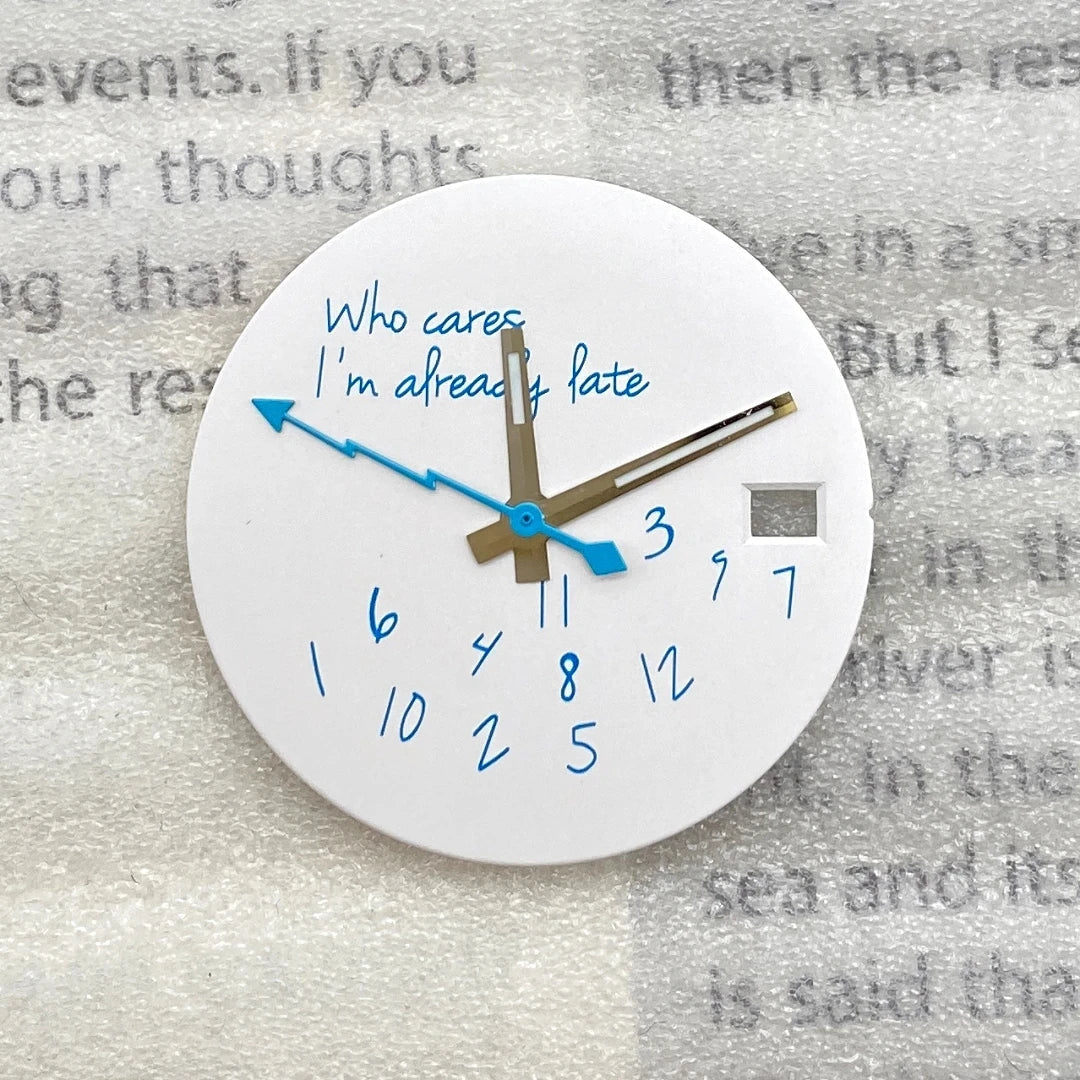 New Log Modified Watch Face 28.5mm DIY Watch Dial Fits NH35/4R36 Movement Who Cares Lt's Already Late Watch Accessories