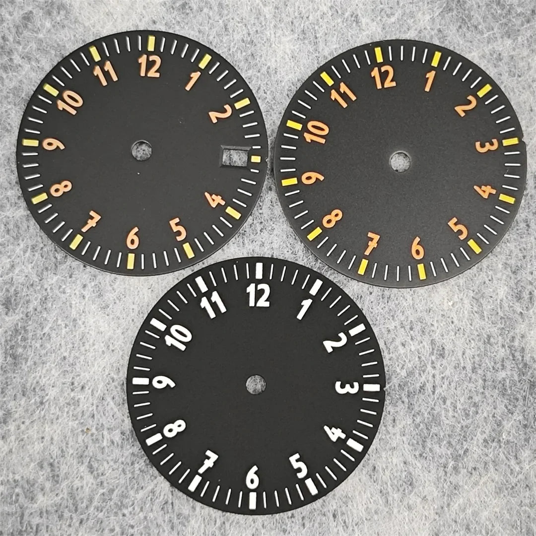 28.5MM Watch Dial NH35 Single Date / No Date Calendar Watch Faces Green Luminous Watch Accessories for NH35/ NH36/ 4R Movement