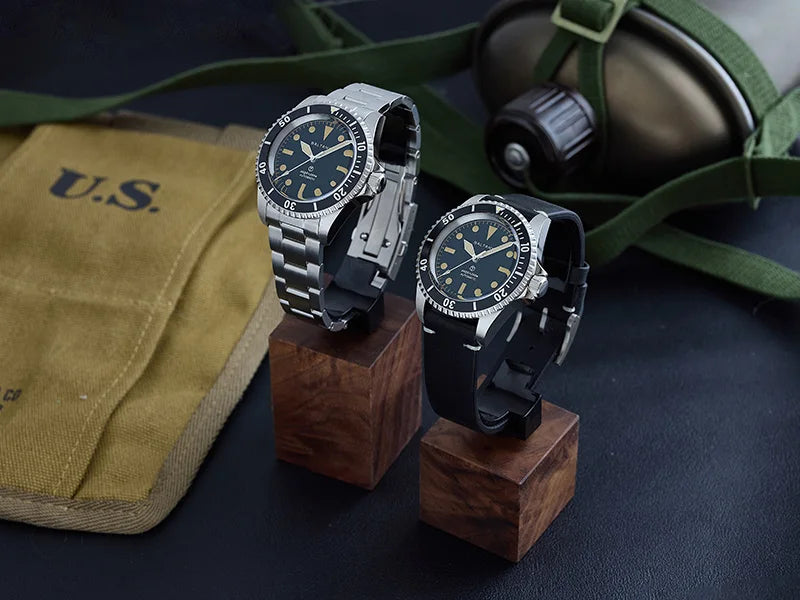 Baltany S3075 Vintage MilSubmariner Watch Rotation Bezel Brushed Bracelect Luminou Leather Sapphire Stainless Steel Dive Watches