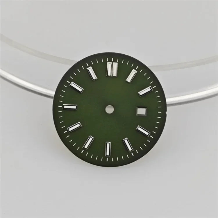 24.5MM Watch Dial Green Luminous Logbook Faces Women's Mechanical Watch Accessories for NH05 /NH06 Movement for 31mm Case