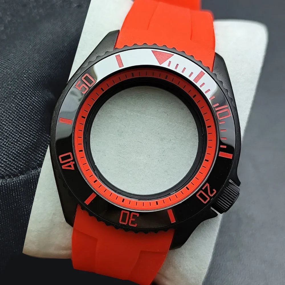 NH35 Case 42mm High-quality Yacht Master Steel Black Case NH35 NH36 Movement Case Watch Accessories Sapphire Glass 22mm Band