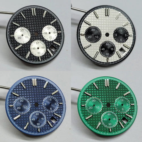Modified VK63 Watch Dial 31.8mm Watch Faces Green Luminous Watch DIY Accessory for VK63 Movement