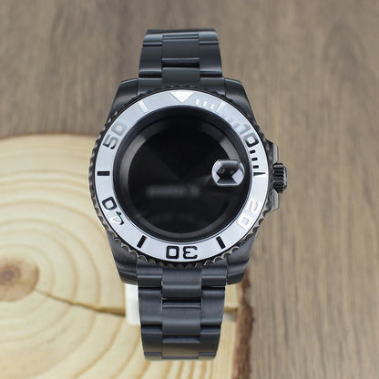 40mm NH35 Accessories Watch Case bands Sapphire for NH35 NH36 NH34 NH70 8215 2824 PT5000 Movt Black Yacht Ceramic bezel insert