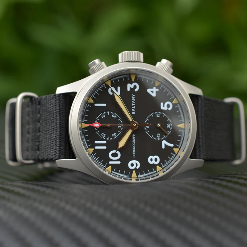 Customizable Baltany Chronograph Watch S5033 39MM Military Quartz Watch VK61  AR Sapphire 100M Waterproof  Swiss Lume