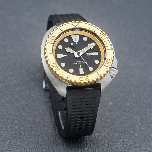 Golden Sterile Turtle SKX6105  Abalone NH36A Sapphire 20Bar Ceramic Bezel 44mm