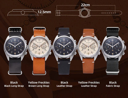 Customizable Watch Baltany 39mm Vk64 Quartz  Military watch Chrono RAF 6BB Homage Multifunction Chronograph 5bar AR Sapphire Swiss Lume