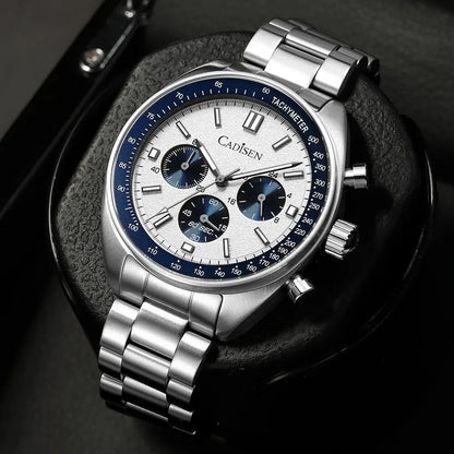 Cadisen C7063 Quartz Chronograph Watch Japan VD53 42MM AR Sapphire 5Bar