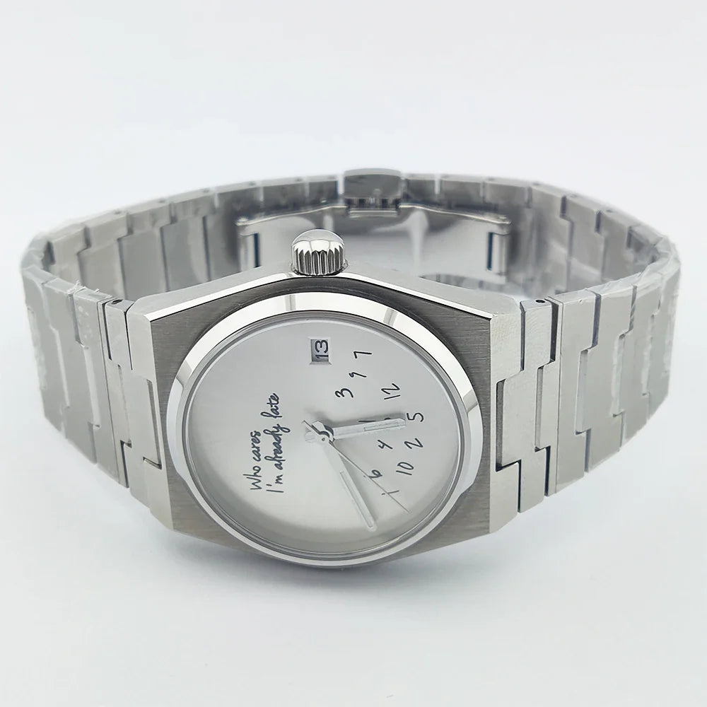 Special Dial PRX Watch Seiko nh35 Who cares i'm already late  Sapphire 40MM 5Bar Dress