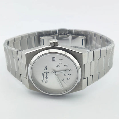 Special Dial PRX Watch Seiko nh35 Who cares i'm already late  Sapphire 40MM 5Bar Dress