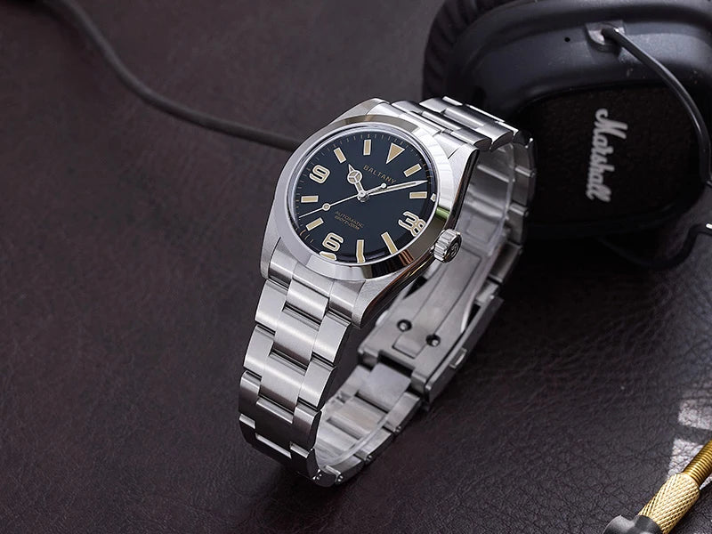 Baltany 36MM Explorer Watch Man S4056 NH38 Automatic Mechanical Watch  Waterproof 20Bar Stainless Steel Bracelet Retro Watches