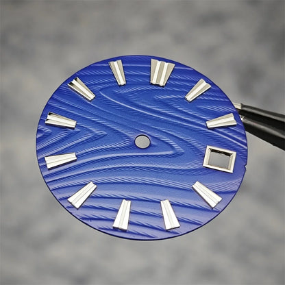 28.5mm Green Luminous Watch Dial Wood Texture Watch Faces Replace Accessories for SKX007 NH35/NH36/4R/7S Movement Watch Parts