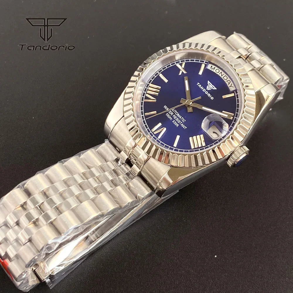 Tandorio Day Date Watch TD139 Seiko NH36 39mm / 36mm Sunburst Sapphire 10Bar