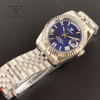 Tandorio Day Date Watch TD139 Seiko NH36 39mm / 36mm Sunburst Sapphire 10Bar