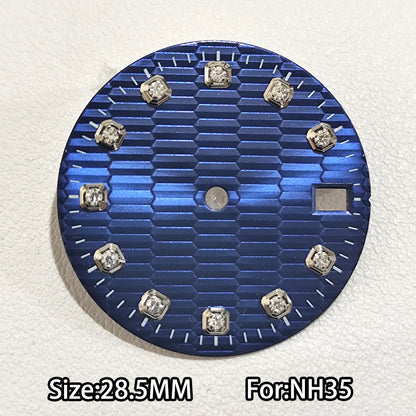 28.5mm Watch Dial For NH 35 NH36 Movements Green Luminous Single/No Date just Calendar Dial Roman Men Watches Accessories