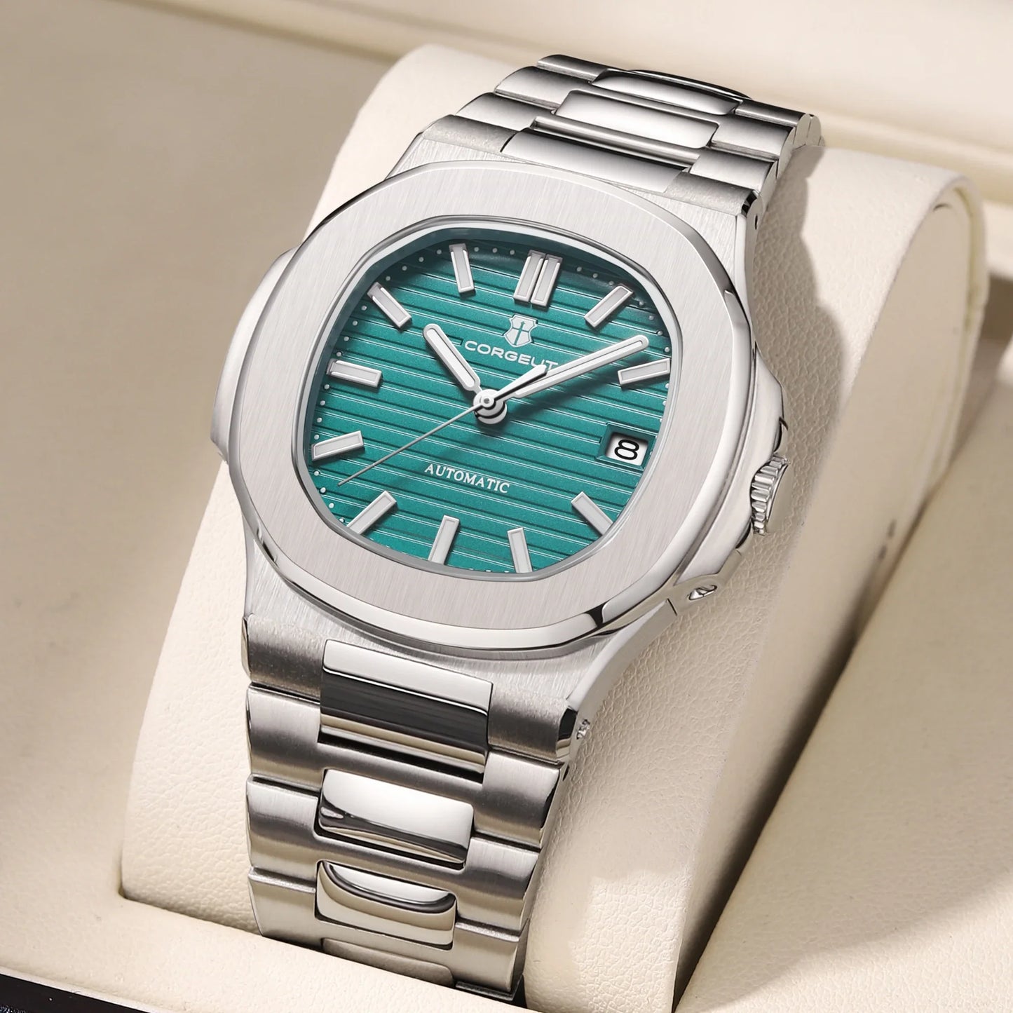 Corgeut 6017 Nautilus Watch 40mm Custom logo NH35 Movement  Sapphire Crystal Watch 10bar Lumnious