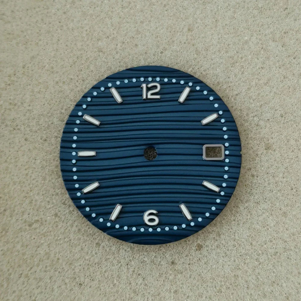 30.5mm Green Luminous Silver Watch Dial Digital Plus Bar Studs Watch Modification Accessories for NH35/ NH36/ 4R/ 7S Movement