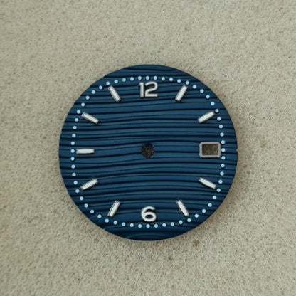 30.5mm Green Luminous Silver Watch Dial Digital Plus Bar Studs Watch Modification Accessories for NH35/ NH36/ 4R/ 7S Movement