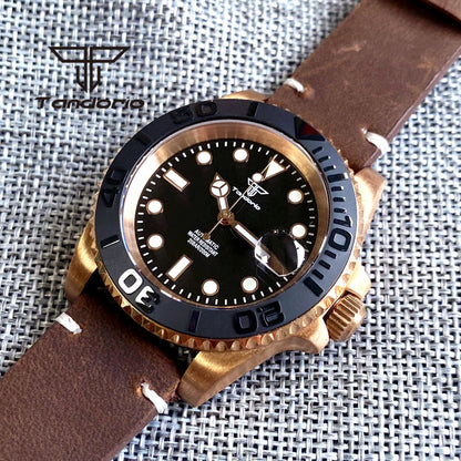 Tandorio TD232B Solid CUSN8 Bronze Watch NH35A PT500040mm Sapphire Submariner Yachtmaster