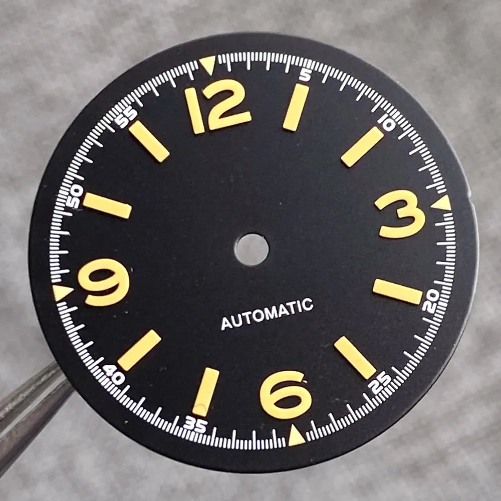 Non-Radiation 50-FATHOMS Watch Dial Parts 29mm for NH35 PT5000 Green Luminous Case Parts Sterile Nologo Hand Set for Dive Watch