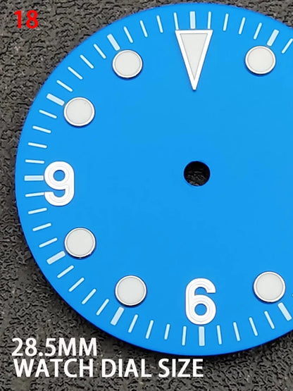 Modified 28.5MM Blue 369 Nail Watch Dial Weak Luminous Watch Faces Men's Watch Accessory Fit NH35 Movement