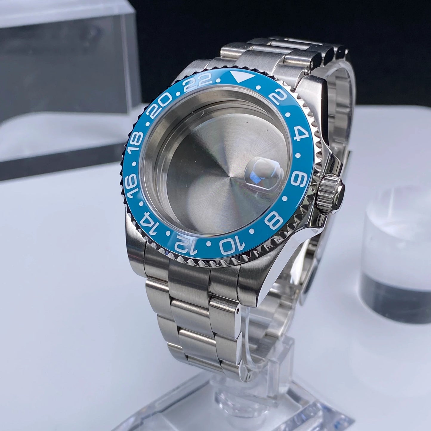 Sub Watch Case NH35 sliver 40mm GMT/SUB 120 clicks Stainless Steel Sapphire Glass fit nh34 nh35 nh36 movement 28.5mm Date Dial