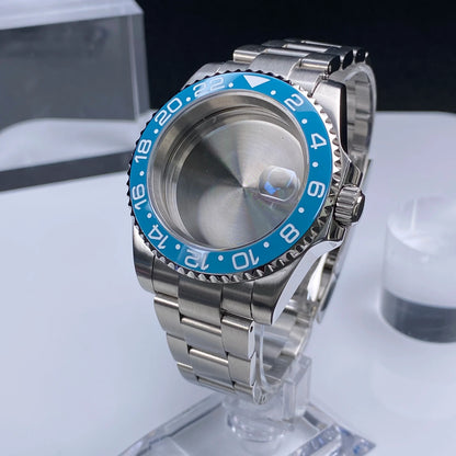 Sub Watch Case NH35 sliver 40mm GMT/SUB 120 clicks Stainless Steel Sapphire Glass fit nh34 nh35 nh36 movement 28.5mm Date Dial