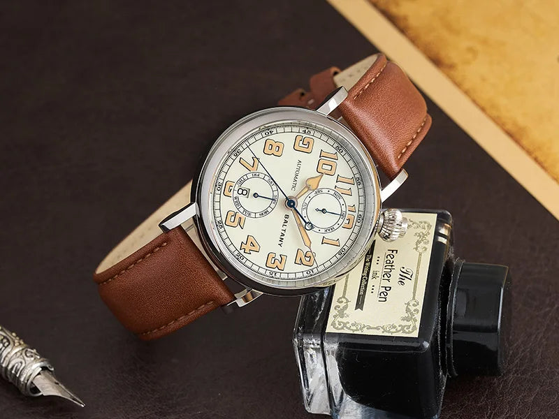 Customizable Baltany 41mm Polit Watch Man S6047 5ATM AR Sapphire Homage A-7 1935 Avigation Miyota 9122 Automatic Swiss Lume