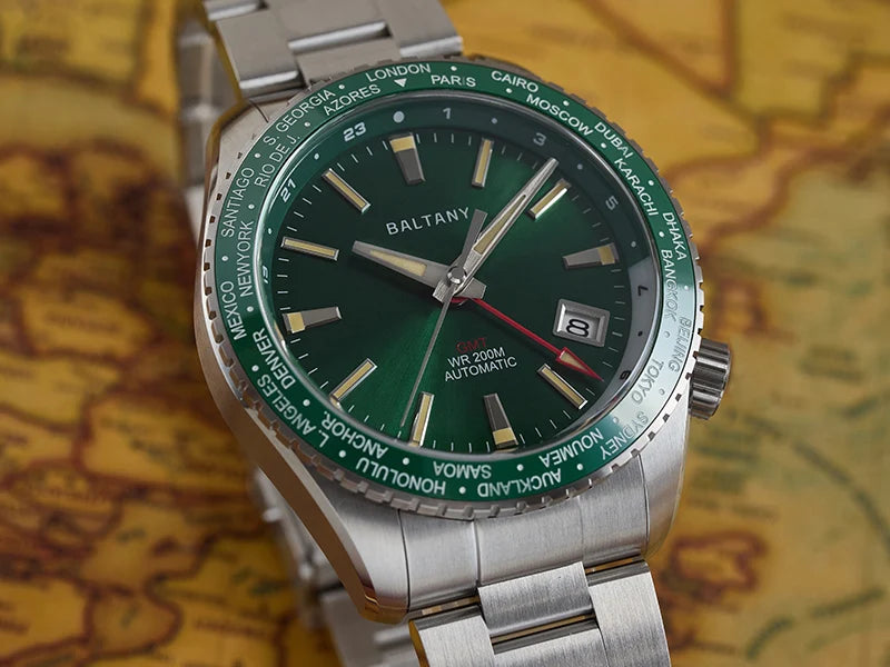 Baltany 40MM Date Sports Watch Man S6083 NH34 Auto Mechanica Watch Ceramic Bezel 20ATM Stainless Steel Bracelet Sports Watch