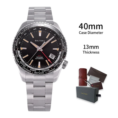 Baltany  S6083 GMT DIVE Watch 40MM Date NH34 Automatic Ceramic Bezel 20ATM Swiss lume AR Sapphier