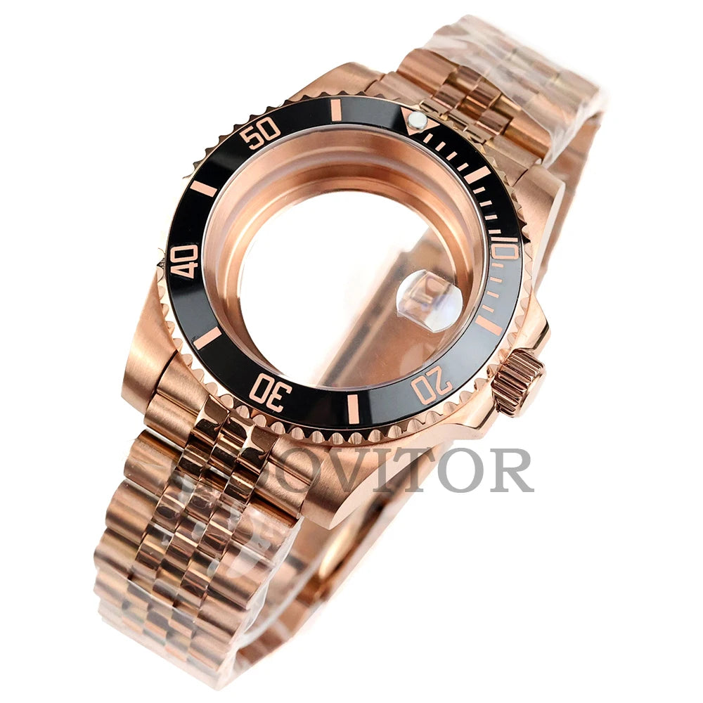 NH35 Watch Case 40mm For GMT YACHT-MASTER Seiko NH34/NH35/NH36/NH38 Movement Rose Gold Jubilee Bracelet Submariner NH35 Case