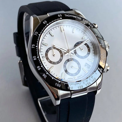 Tandorio Daytona TD401 Chronograph Watch Sapphire Tachymeter Japan VK63 Quartz 39MM 5Bar