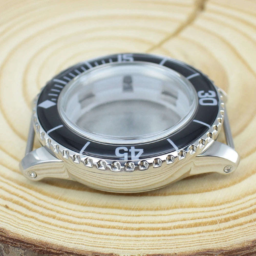 45MM Stainless Steel NH35 Watch Case 100m Waterproof Unidirectional Bezel for 50 FATHOMS NH34 NH35 NH36 NH38 Watch Accessories