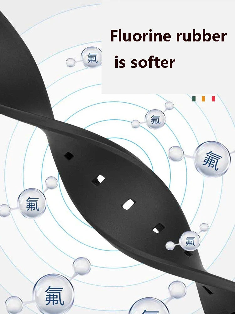 18mm 19mm 20mm  Fluorine rubber Watch Strap Men's  Silicone Bracelet For pilot flat lug diver