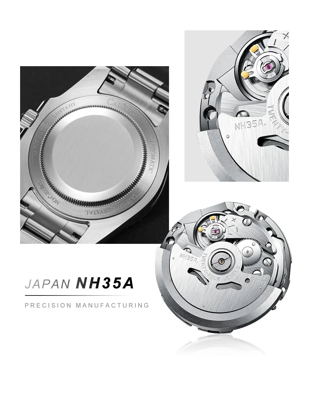 CADISEN C8238 Submariner Diver NH35 Automatic Ceramic Bezel Sapphire 10Bar