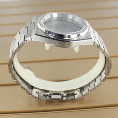 40mm Silver Watch Case Sapphire Crystal Glass For Mod PRX Super Player NH35 NH36 NH38 NH34 NH70 NH72 Movement Solid Bottom Cover