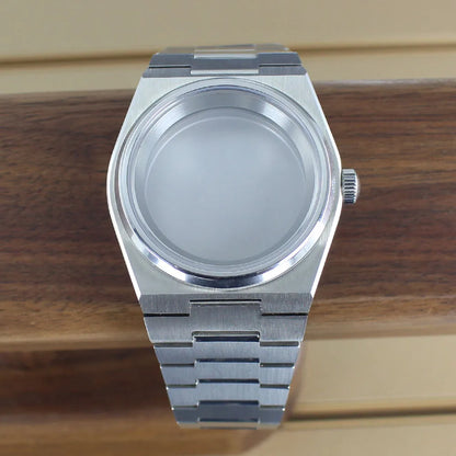 40mm Silver Watch Case Sapphire Crystal Glass For Mod PRX Super Player NH35 NH36 NH38 NH34 NH70 NH72 Movement Solid Bottom Cover