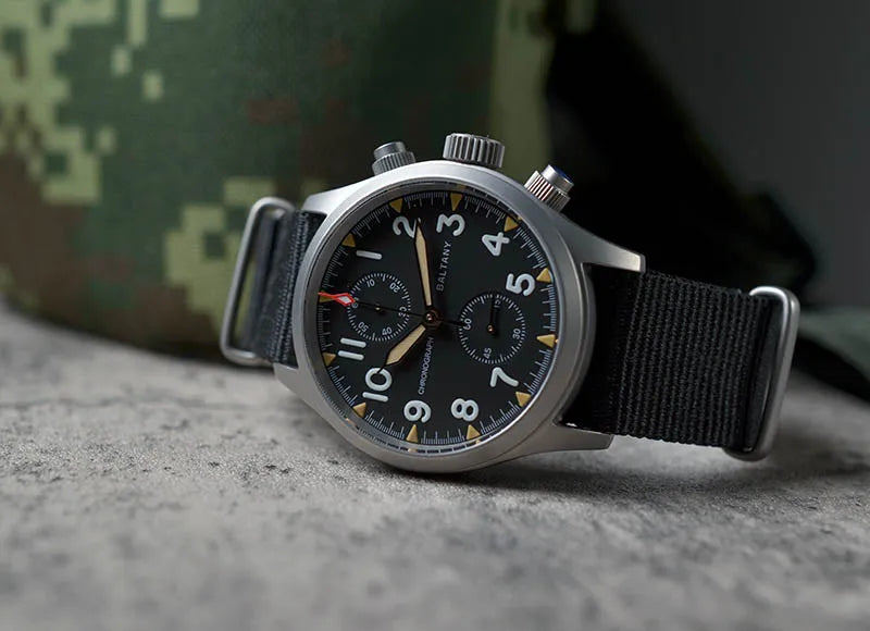 Customizable Baltany Chronograph Watch S5033 39MM Military Quartz Watch VK61  AR Sapphire 100M Waterproof  Swiss Lume