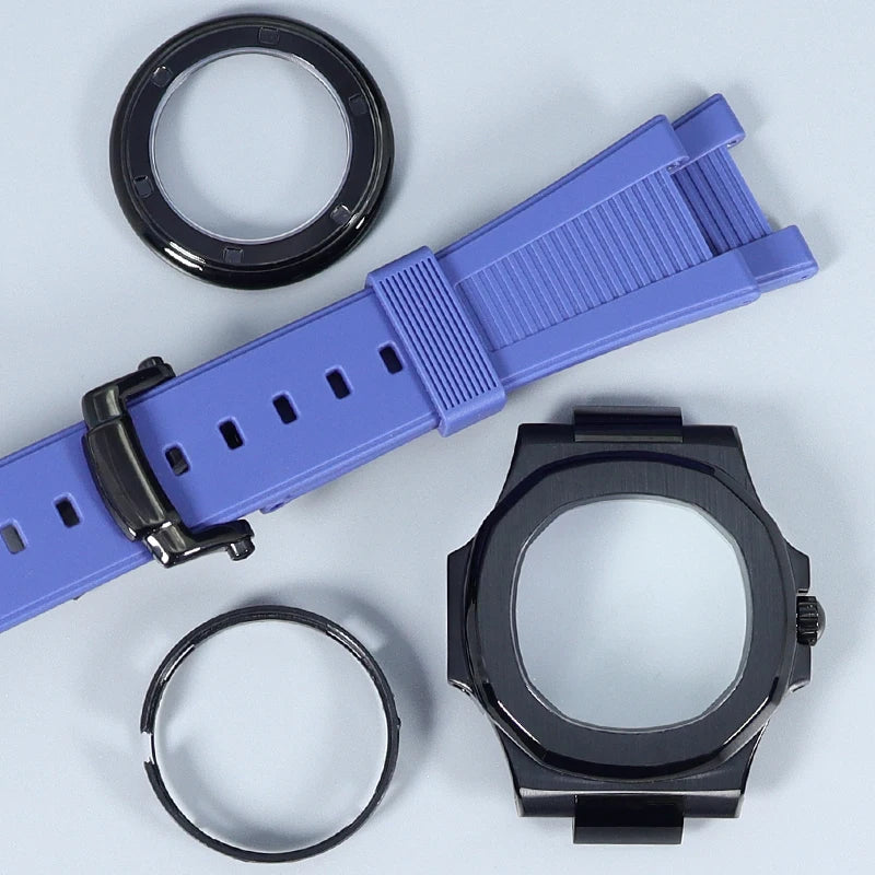 Silver/Black/Rose Gold 40mm Watch Cases Strap Parts Sapphire Glass For NH35 NH36 NH34 NH38 NH72 Movement 30.8mmDial Mod Nautilus