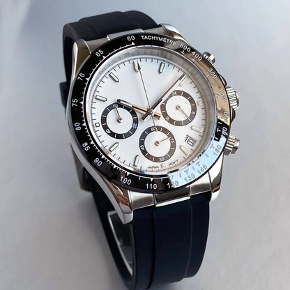 Tandorio Daytona TD401 Chronograph Watch Sapphire Tachymeter Japan VK63 Quartz 39MM 5Bar