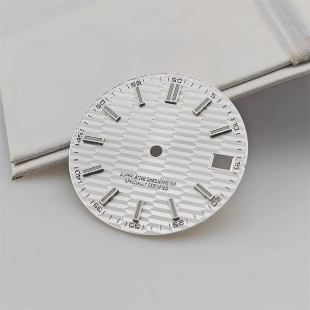 28.5mm Watch Dial Metallic Texture Surface DIY Log Dial BGW9 Blue Green Luminous Watch Faces Watch Accessories for NH35 Movement