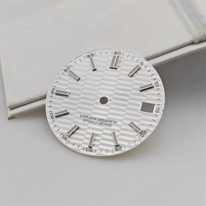 28.5mm Watch Dial Metallic Texture Surface DIY Log Dial BGW9 Blue Green Luminous Watch Faces Watch Accessories for NH35 Movement